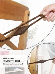 2pcs/set Bead Design Curtain Tieback, Minimalist Magnet Curtain Tie Strap For Home - Coffee Brown - View 4