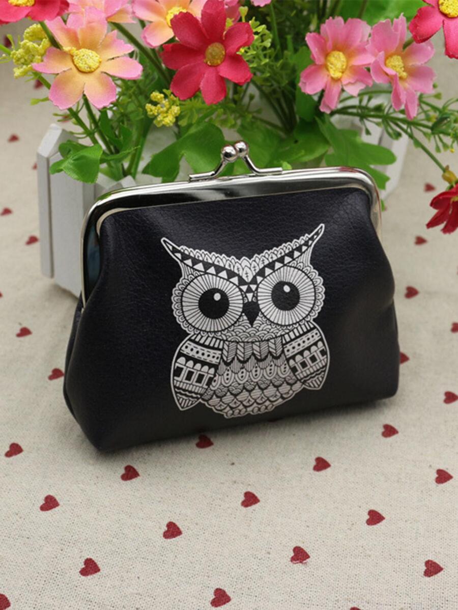 Fashion Women Ladies Wallet Cute Owl Pattern Lightweight Fashion For Anniversary For Birthday Gift For Gift White-Collar Workers For Male For Female For Women Wallet Mini Wallet Purse Wallet Coin Wallet - Black - View 1