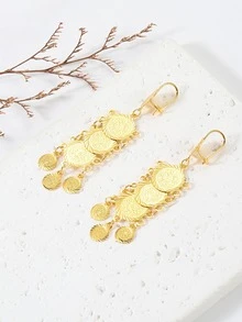 1 Đồng Thời Trang Hình Tròn Trang Trí Bông Tai Giọt Dành Cho Nữ Trang Trí Hàng Ngày Trang Sức Đồng - Vàng - Xem 3