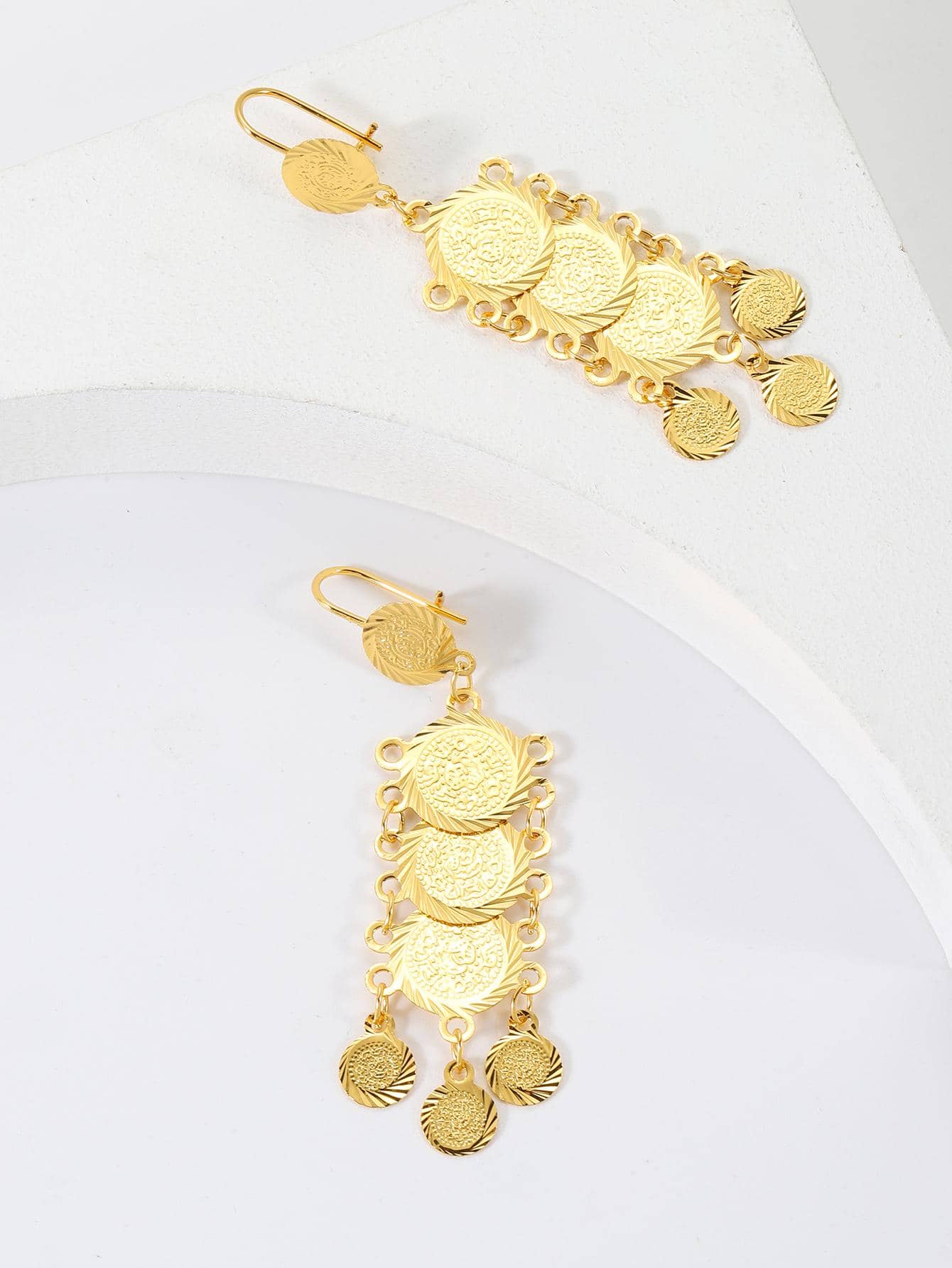 1 Đồng Thời Trang Hình Tròn Trang Trí Bông Tai Giọt Dành Cho Nữ Trang Trí Hàng Ngày Trang Sức Đồng - Vàng - Xem 1