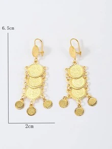 1 Đồng Thời Trang Hình Tròn Trang Trí Bông Tai Giọt Dành Cho Nữ Trang Trí Hàng Ngày Trang Sức Đồng - Vàng - Xem 4