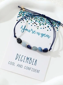 1pc Fashionable Stone Decor String Bracelet For Women For Birthday Gift - Navy Blue - View 12
