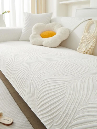 1pc Solid Color Sofa Towel, Modern Polyester Non-slip Sofa Cushion Cover For Living Room