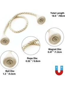 2入組/套串珠設計窗簾繫帶，極簡主義磁鐵窗簾繫帶，適合家用 - 米色 - 查看 2