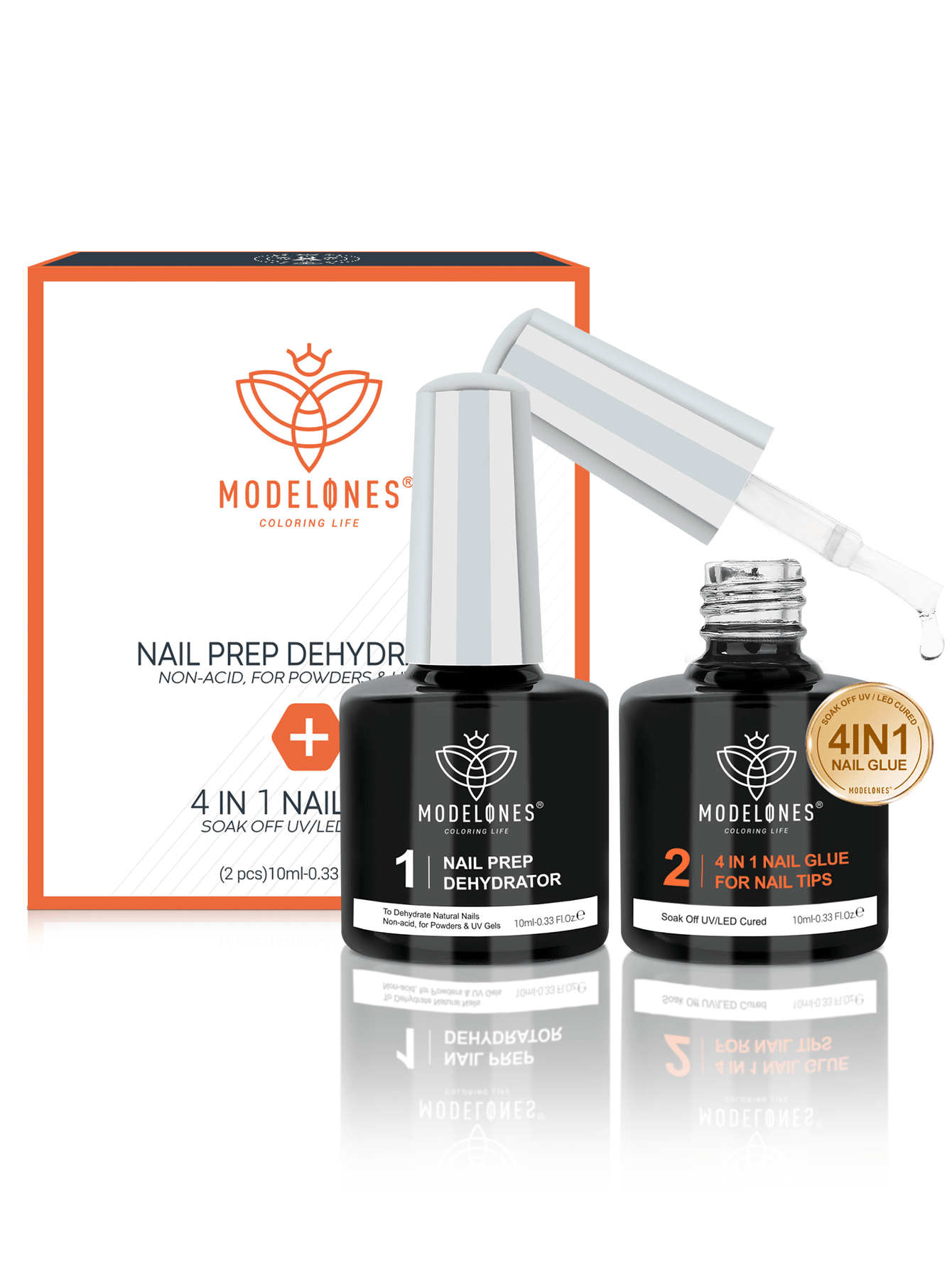 Modelones 4 in 1 Nail Glue Gel and Nail Prep Dehydrate Gel Nail Kit