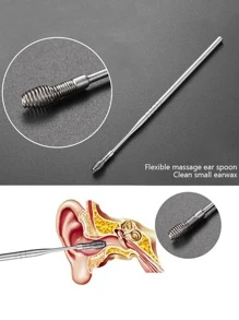 5Pcs/Set Ear Wax Pickers Stainless Steel Earpick Wax Remover Piercing Kit Earwax Curette Spoon Care Ear Clean Toolear Cleaner,Bag,Organizer,Storage