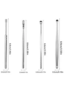 5Pcs/Set Ear Wax Pickers Stainless Steel Earpick Wax Remover Piercing Kit Earwax Curette Spoon Care Ear Clean Toolear Cleaner,Bag,Organizer,Storage