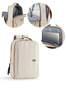 Floless 筆記本電腦背包大號旅行背包女式，隨身攜帶背包遠足背包防水戶外完美適合戶外旅行運動，輕便，便攜 - 米色 - 查看 6