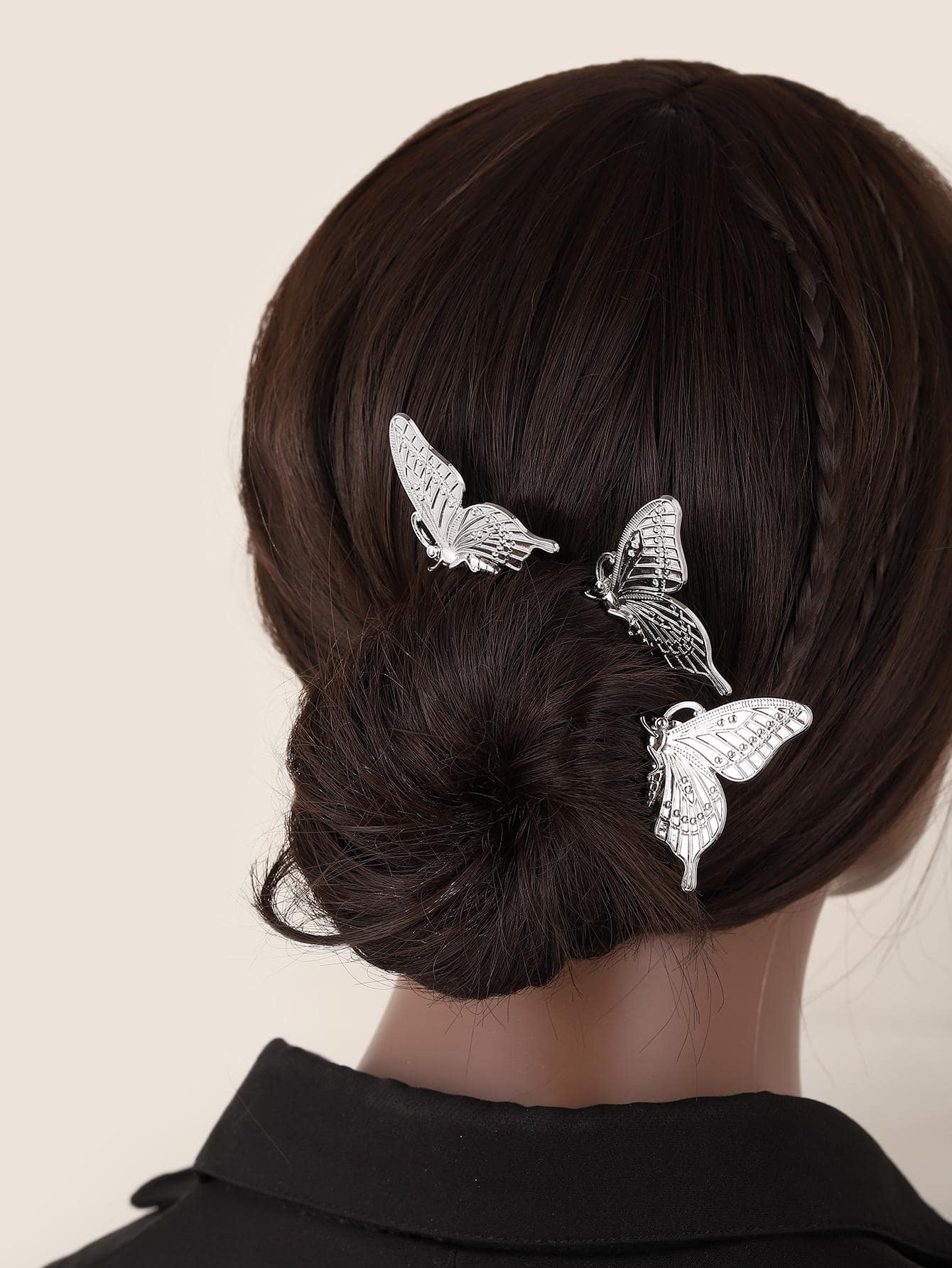 3 chiếc lược chải tóc thời trang trang trí hình bướm cho phụ nữ để trang trí tóc - Bạc - Xem 1