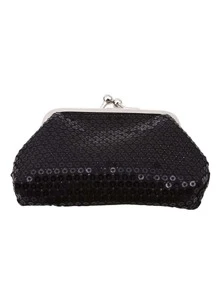 New Women Purse Coin Bag Handbag Sequin Canvas Clutch Hasp Key Change Wallet - Black - View 5
