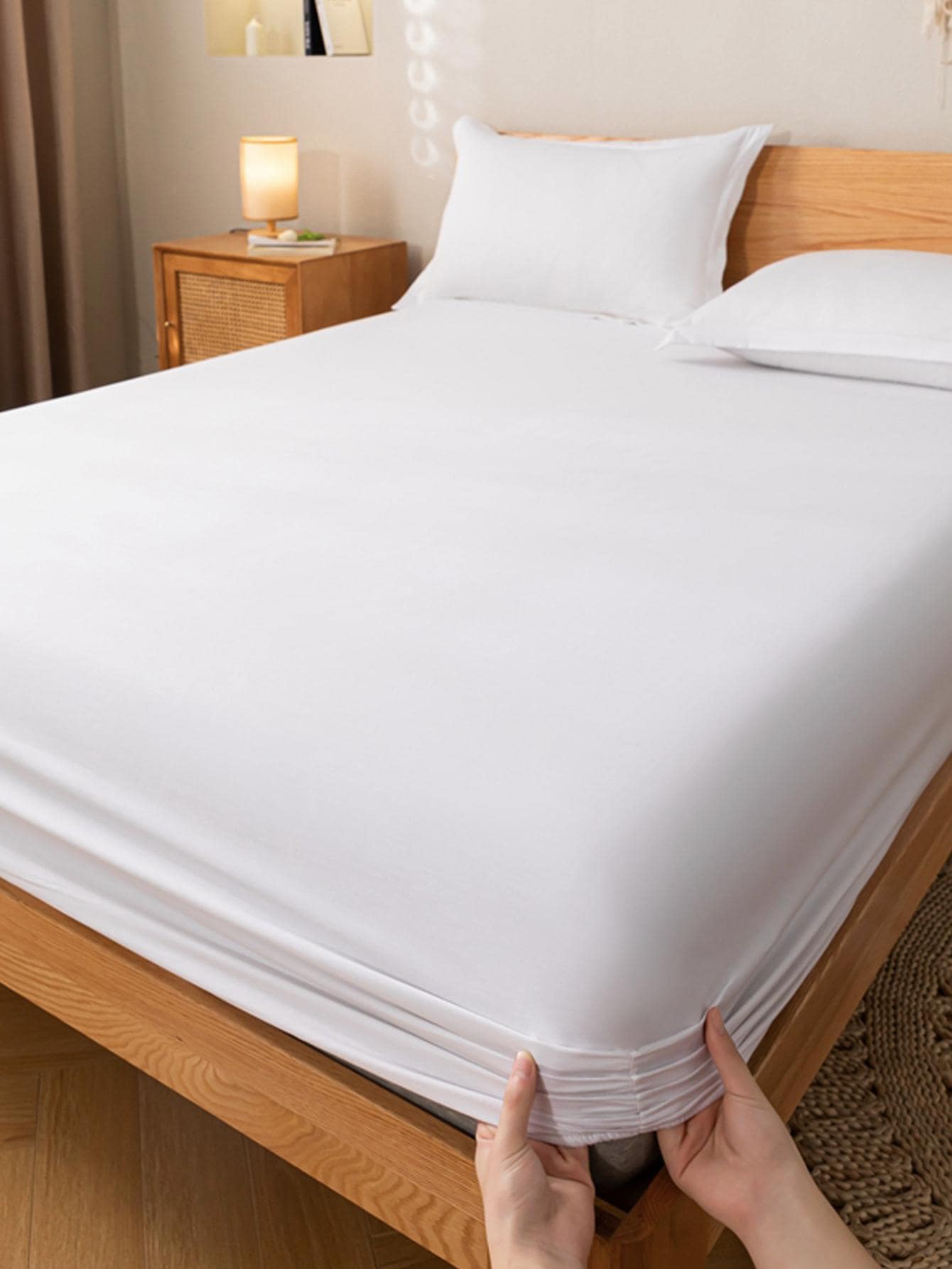 1入組素色床笠極簡面料多尺寸床笠 - 白色 - 查看 1