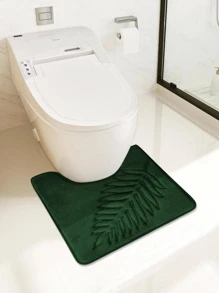 1 pieza Alfombra de baño con patrón de hoja - Verde - Ver 2