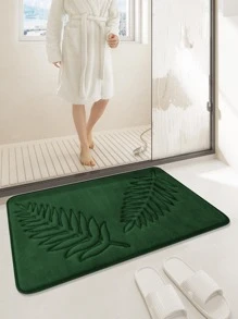 1 pieza Alfombra de baño con patrón de hoja - Verde - Ver 3