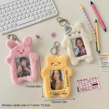 1pc Cartoon Plush Office Card Case - White - View 2