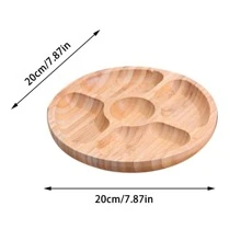Snack Plate Party Bamboo Serving Tray With 5 Compartments Home Decor Container - Apricot - View 2
