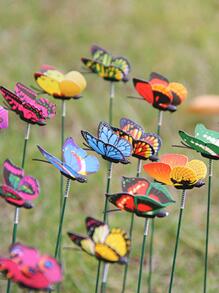 12入組蝴蝶裝飾花園樁 - 紅色 - 查看 3