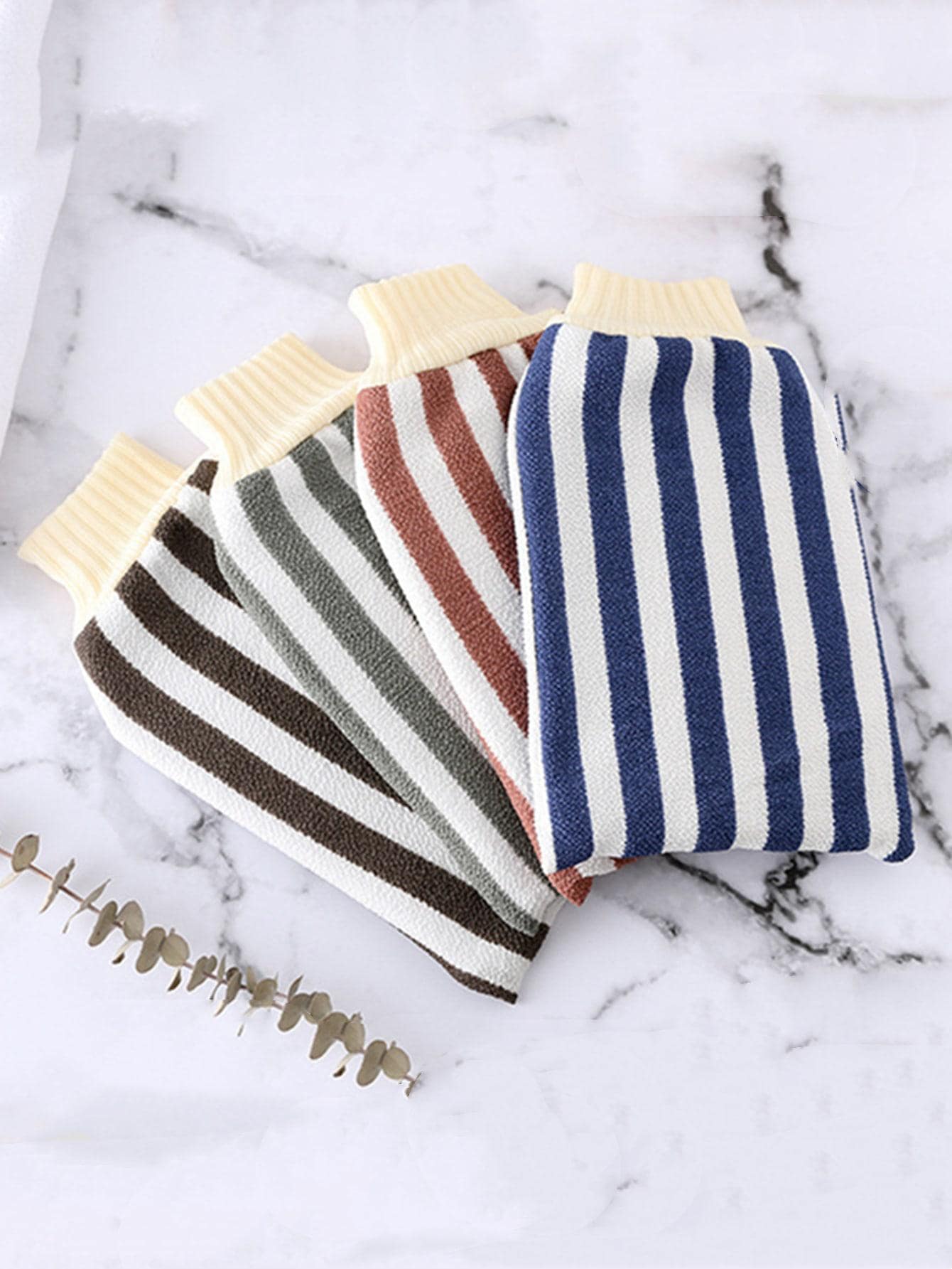 1條條紋磨砂浴巾,顏色隨機 - 彩色 - 查看 1