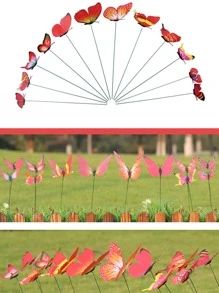 12入組蝴蝶裝飾花園樁 - 紅色 - 查看 4