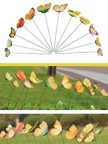 12入組蝴蝶裝飾花園樁 - 紅色 - 查看 9