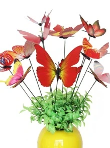 12入組蝴蝶裝飾花園樁 - 紅色 - 查看 1
