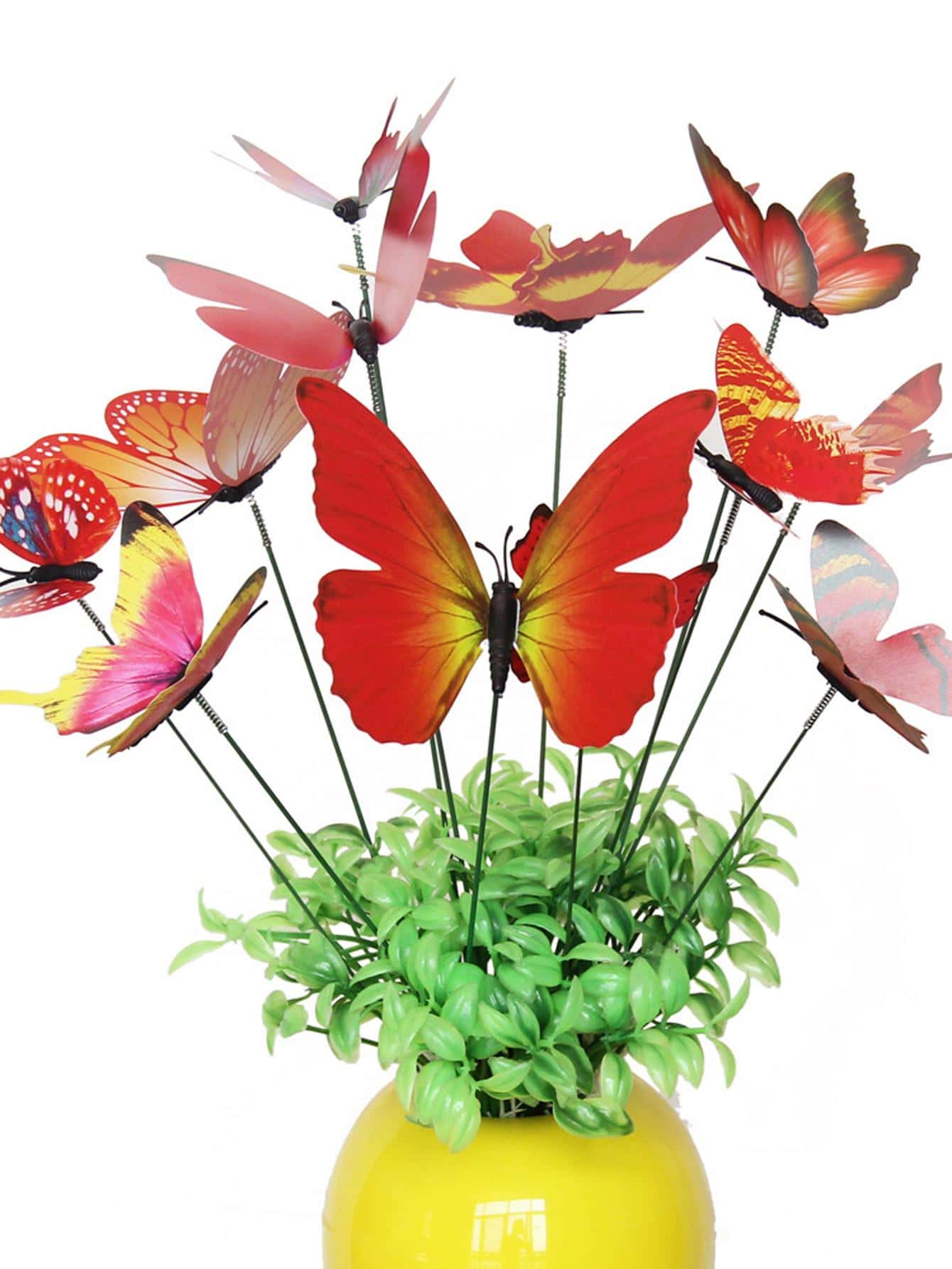 12入組蝴蝶裝飾花園樁 - 紅色 - 查看 1