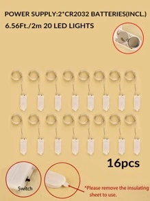 16入組/套7英寸20LED銅合金燈串，現代主義可伸縮裝飾燈，適用於派對、家居裝飾 - 紫色 - 查看 6