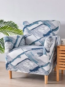 1 Họa Tiết Hình Học Ghế Sofa Bọc, Polyester Hiện Đại Co Giãn Wingback Ghế Sofa Bọc Cho Gia Đình - Xanh đậm - Xem 1