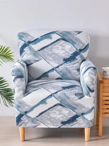 1 Họa Tiết Hình Học Ghế Sofa Bọc, Polyester Hiện Đại Co Giãn Wingback Ghế Sofa Bọc Cho Gia Đình - Xanh đậm - Xem 4