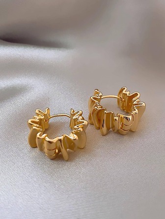 1pair Fashion Simple Copper Hoop Earrings For Women For Gift