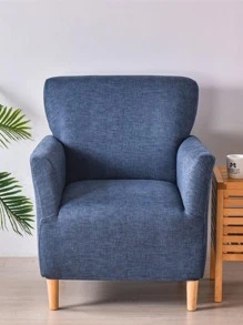 1入組素色扶手椅沙發套，現代滌綸彈力靠背椅沙發套家用 - 藏蓝色 - 查看 3