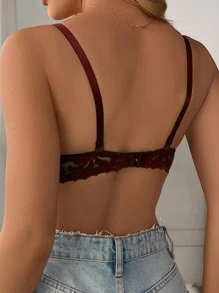 Sujetador con encaje floral con aro - Burdeos - Ver 4