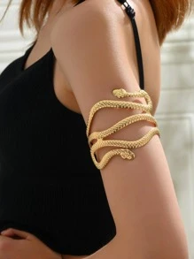 Brazalete con diseño de serpiente cruzado - Amarillo Oro - Ver 2