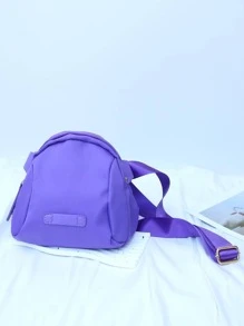 小斜挎包素色貼布裝飾防水 - 紫色 - 查看 3