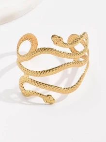Brazalete con diseño de serpiente cruzado - Amarillo Oro - Ver 4