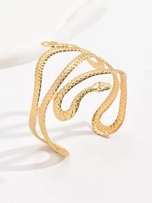 Brazalete con diseño de serpiente cruzado - Amarillo Oro - Ver 3