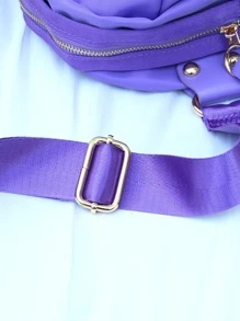 小斜挎包素色貼布裝飾防水 - 紫色 - 查看 7