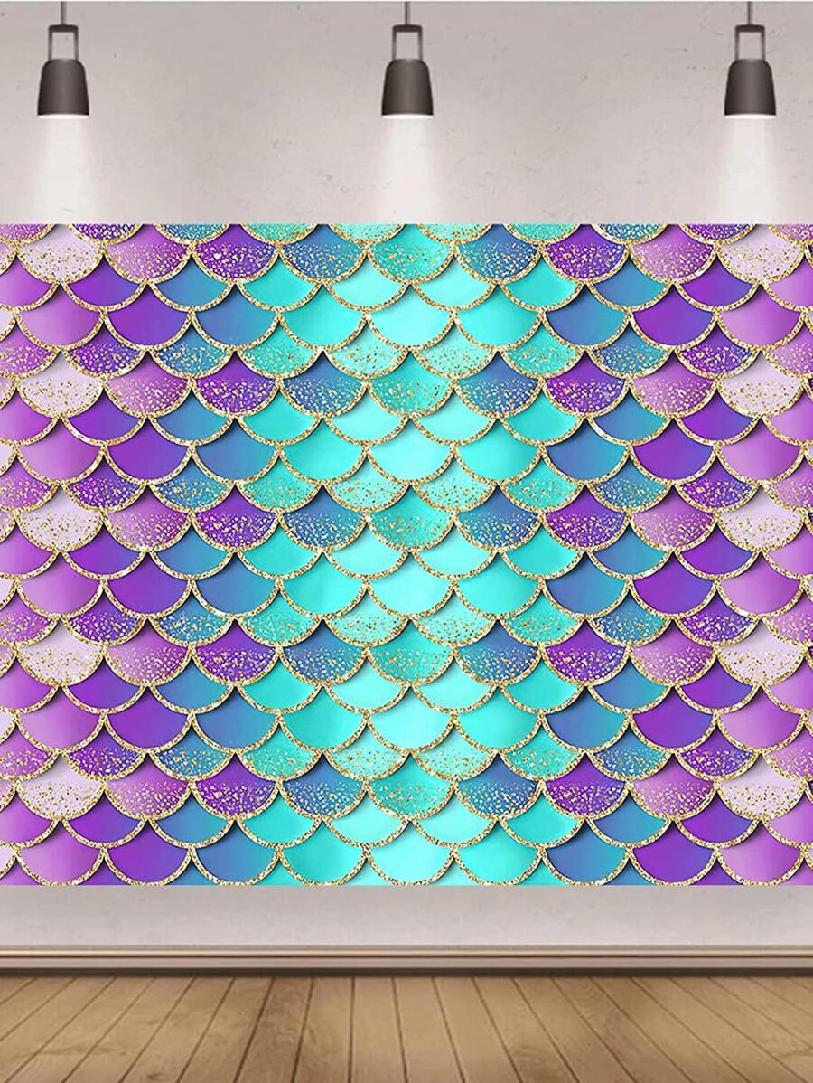 1pc Fish Scale Pattern Background Cloth - Multicolor - View 1