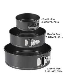 Cake Mold 3pcs Set- Carbon Steel Removable Bottom Bakeware Set - Durable, Heavy Duty - Multipurpose Use Baking Pans
