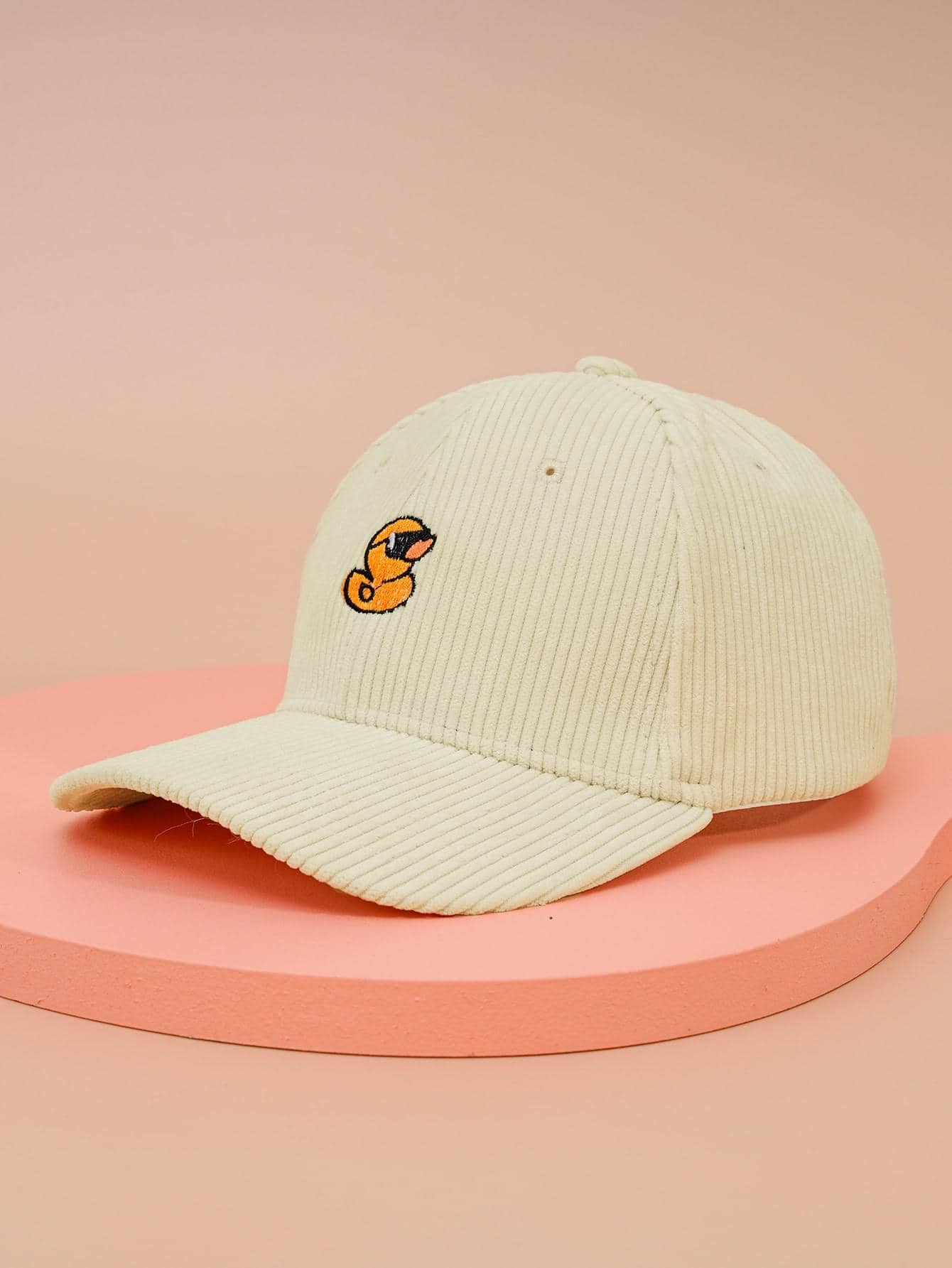 Duck Embroidered Baseball Cap - Beige - View 1