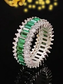 1 Nhẫn Đính Đá Cubic Zirconia Sang Trọng Trang Trí Cho Nữ Trang Trí Hàng Ngày Cho Tiệc Cưới - màu xanh lá - Xem 2