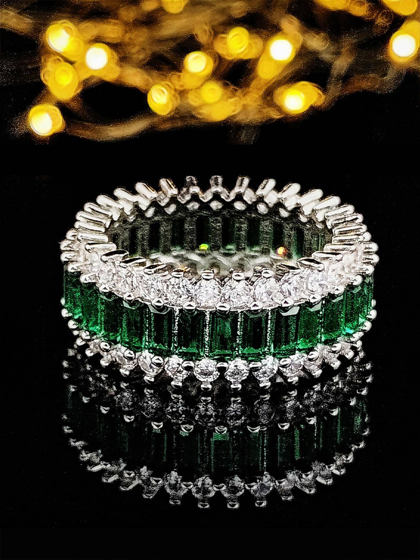1 Nhẫn Đính Đá Cubic Zirconia Sang Trọng Trang Trí Cho Nữ Trang Trí Hàng Ngày Cho Tiệc Cưới - màu xanh lá - Xem 1