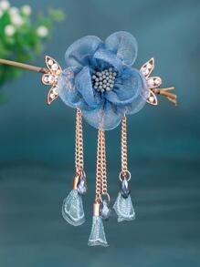 1 Nữ Hoa & Đính Hạt Tua Rua Trang Trí Kẹp Tóc Thời Trang, Để Trang Trí - Màu xanh lam - Xem 1