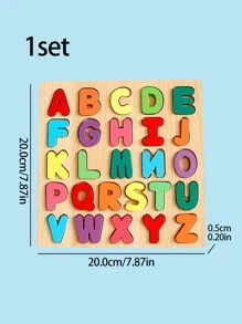 1入組木製拼圖創意字母設計兒童早教益智玩具 - 彩色 - 查看 6