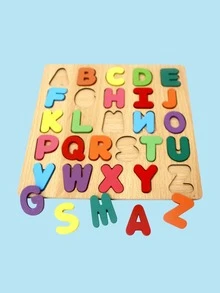 1入組木製拼圖創意字母設計兒童早教益智玩具 - 彩色 - 查看 4