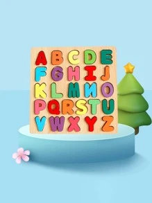 1入組木製拼圖創意字母設計兒童早教益智玩具 - 彩色 - 查看 3