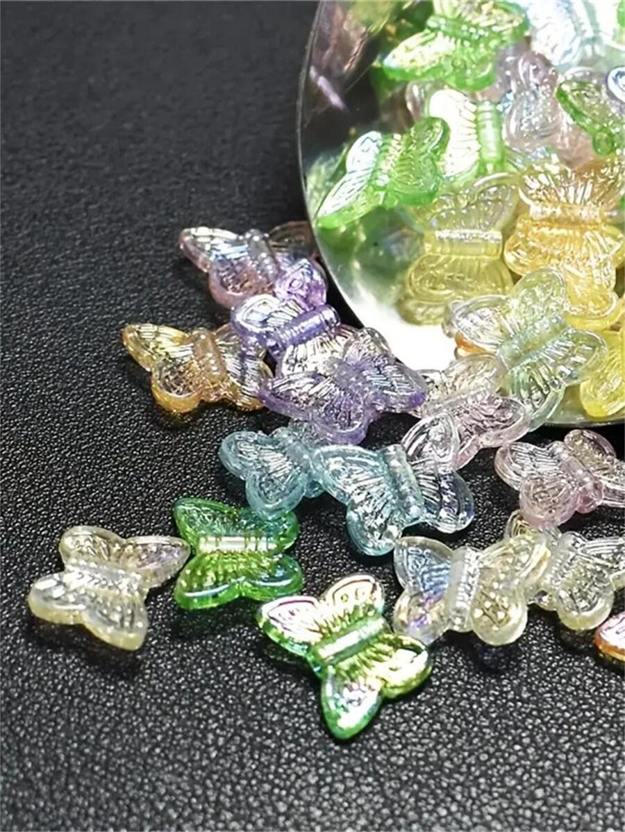 11mm 50件AB色蝴蝶亚克力串珠耳环配件手链项链手机链DIY珠宝制作材料 - 彩色 - 查看 1