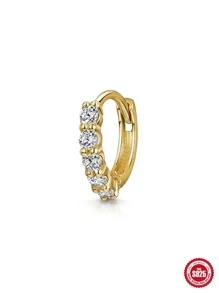 1pc Fashion Sterling Silver Cubic Zirconia Decor Hoop Earring For Women For Dating Decoration