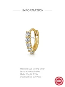 1pc Fashion Sterling Silver Cubic Zirconia Decor Hoop Earring For Women For Dating Decoration