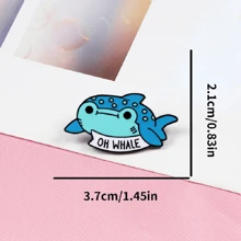 可愛鋁合金鯨魚設計胸針適合女士日常裝飾 - 藍色 - 查看 2