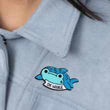 可愛鋁合金鯨魚設計胸針適合女士日常裝飾 - 藍色 - 查看 4